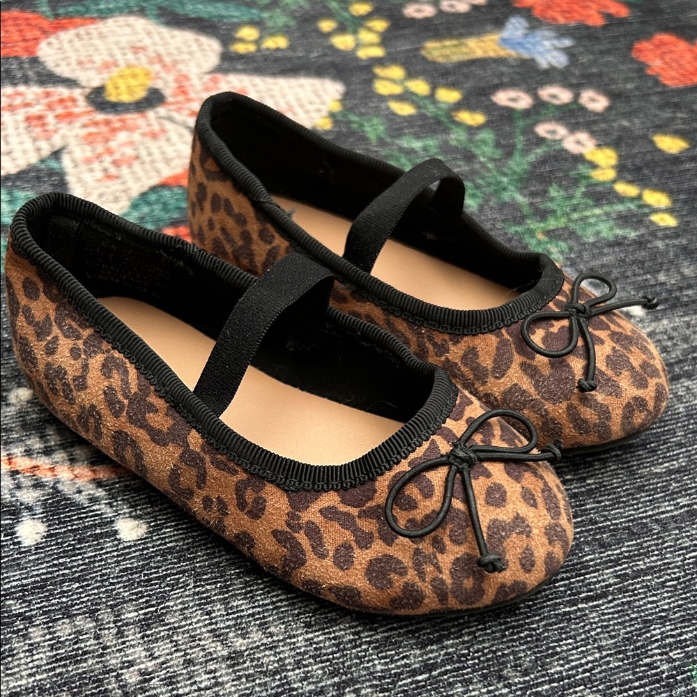 Old Navy Toddler Leopard Print Bow Ballet Flats, Size 7